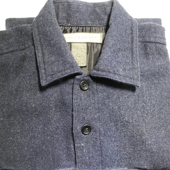 NATURAL LIFE Other - Natural Life 70% Wool Blend Men's Shirt Long Sleeve Button Down Size Large Navy